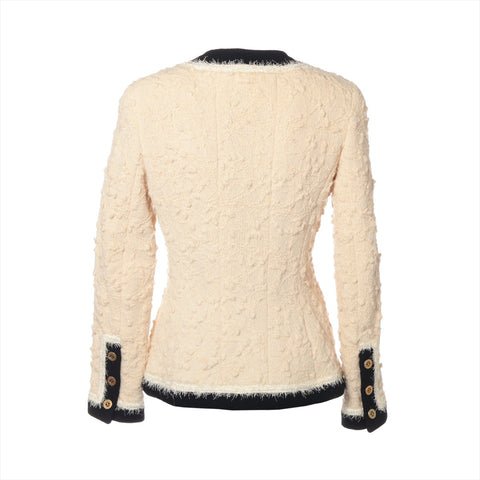 CHANEL Single collarless tweed 94A 1994 Jacket Ivory WS16249