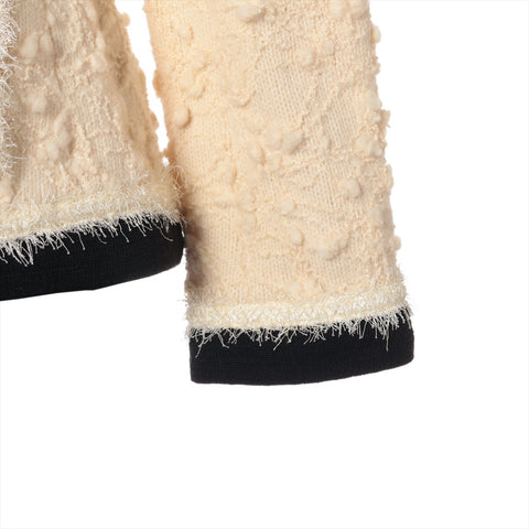 CHANEL Single collarless tweed 94A 1994 Jacket Ivory WS16249