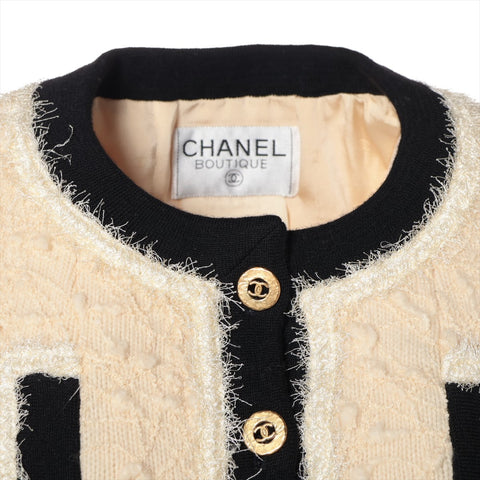 CHANEL Single collarless tweed 94A 1994 Jacket Ivory WS16249