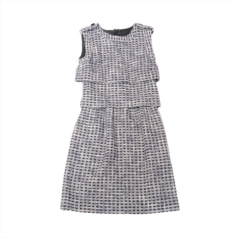 CHANEL Tweed sleeveless jacket size 34 with COCO Mark buttons one piece blue WS16250