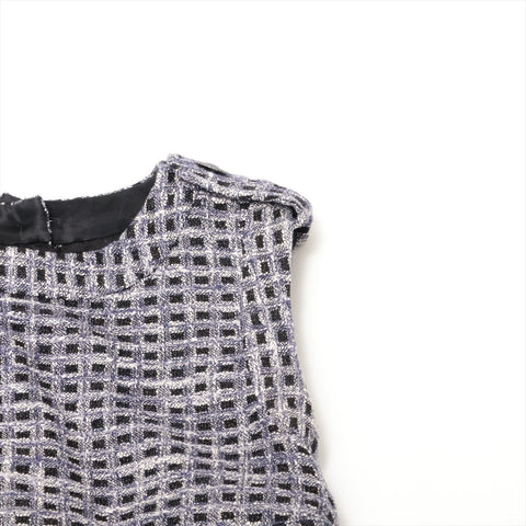 CHANEL Tweed sleeveless jacket size 34 with COCO Mark buttons one piece blue WS16250