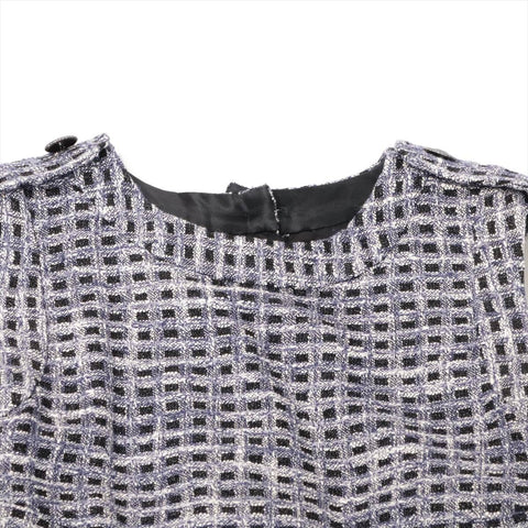 CHANEL Tweed sleeveless jacket size 34 with COCO Mark buttons one piece blue WS16250
