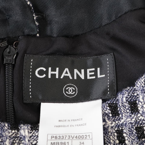 CHANEL Tweed sleeveless jacket size 34 with COCO Mark buttons one piece blue WS16250