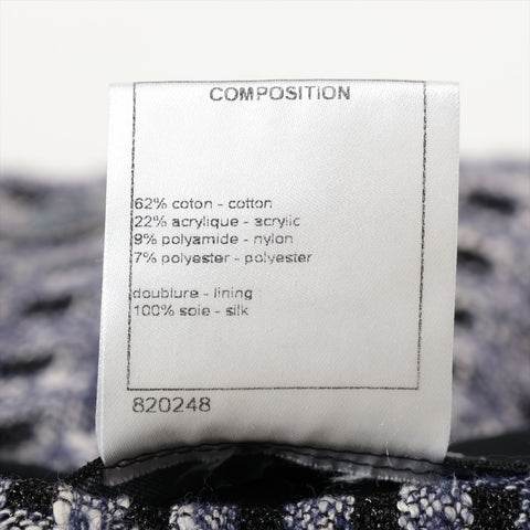 CHANEL Tweed sleeveless jacket size 34 with COCO Mark buttons one piece blue WS16250