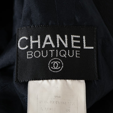 CHANEL 羊毛短袖西装套装，尺码 95A，1995 年，尺码 38 设置海军蓝 WS16252
