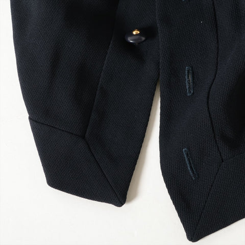 CHANEL Wool suit with short sleeves and skirt, size 95A, 1995, size 38 setup Navy WS16252