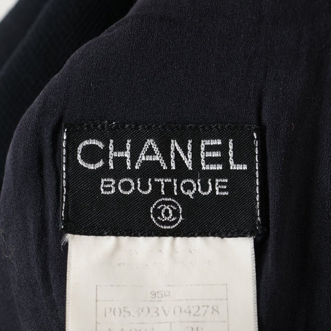 CHANEL Wool suit with short sleeves and skirt, size 95A, 1995, size 38 setup Navy WS16252