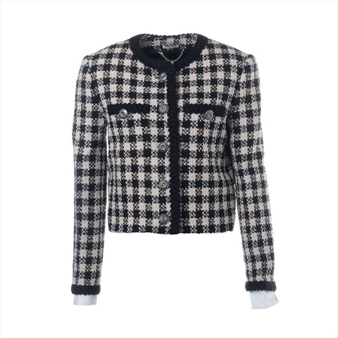 Miu Miu Tweed 2019 Single Collarless 38 Jacket black WS16254