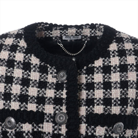 Miu Miu Tweed 2019 Single Collarless 38 Jacket black WS16254