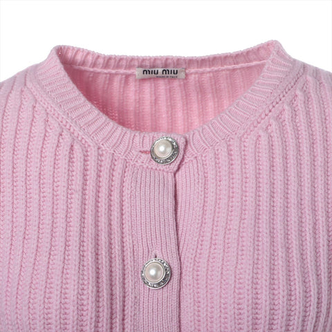 Miu Miu Cashmere and pearl button knitwear 2018 cardigan pink WS16255