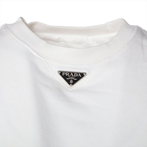 PRADA Cotton Triangle Logo M sweat white WS16256