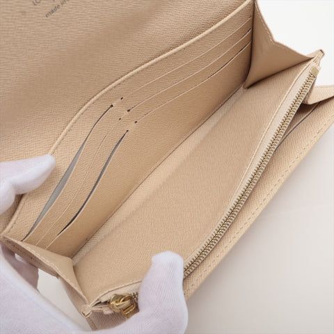 LOUIS VUITTON Azur Damier Portefeuille Sarah Purse Ivory Bifold Wallet Ivory WS16281