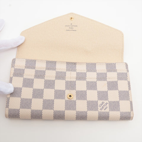 LOUIS VUITTON Azur Damier Portefeuille Sarah Purse Ivory Bifold Wallet Ivory WS16281