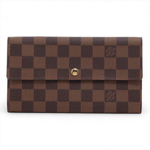 LOUIS VUITTON 2003 Damier Portefeuille Sarah Bifold Wallet Brown WS16285