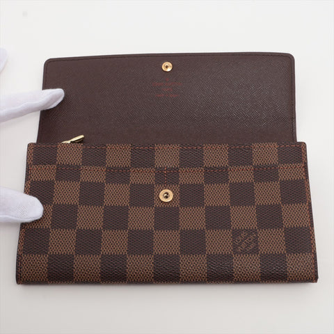 LOUIS VUITTON 2003 Damier Portefeuille Sarah Bifold Wallet Brown WS16285