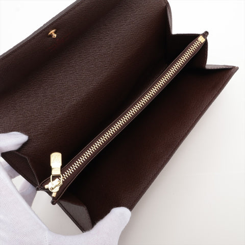 LOUIS VUITTON 2003 Damier Portefeuille Sarah Bifold Wallet Brown WS16285