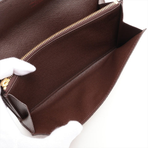 LOUIS VUITTON 2003 Damier Portefeuille Sarah Bifold Wallet Brown WS16285