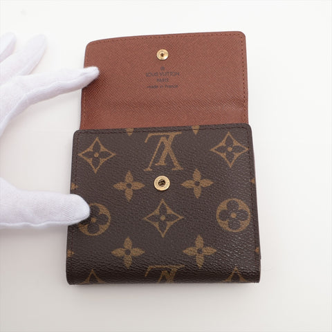 LOUIS VUITTON 2004 Monogram Porte Monnaie Bier Cards Bifold Wallet Brown WS16291