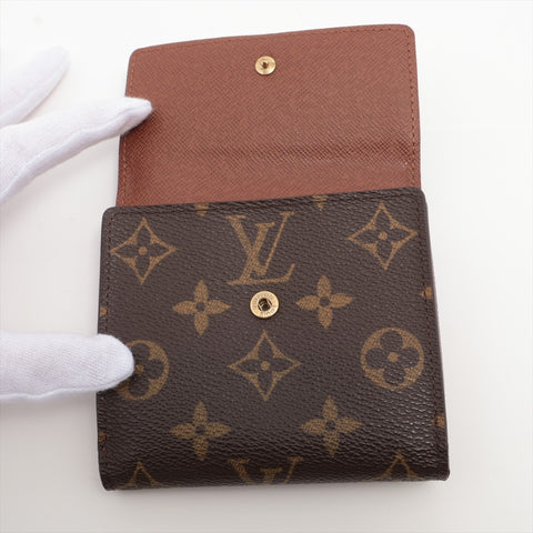LOUIS VUITTON 2004 Monogram Porte Monnaie Bier Cards Bifold Wallet Brown WS16291