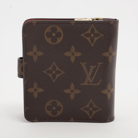 LOUIS VUITTON 2001 Monogram Compact Zip Bifold Wallet Brown WS16294