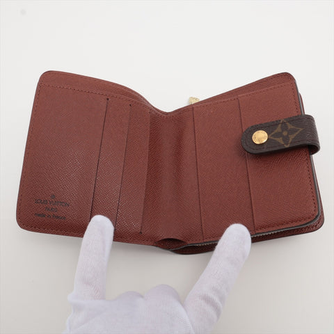 LOUIS VUITTON 2001 Monogram Compact Zip Bifold Wallet Brown WS16294