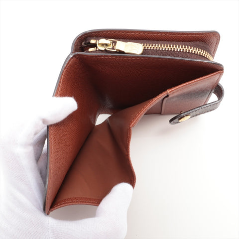 LOUIS VUITTON 2001 Monogram Compact Zip Bifold Wallet Brown WS16294