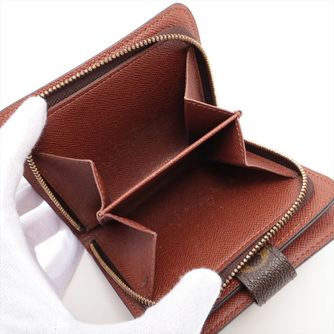 LOUIS VUITTON 2001 Monogram Compact Zip Bifold Wallet Brown WS16294