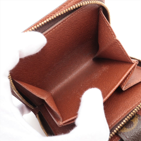 LOUIS VUITTON 2001 Monogram Compact Zip Bifold Wallet Brown WS16294