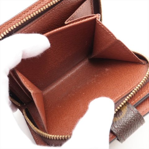 LOUIS VUITTON 2001 Monogram Compact Zip Bifold Wallet Brown WS16294