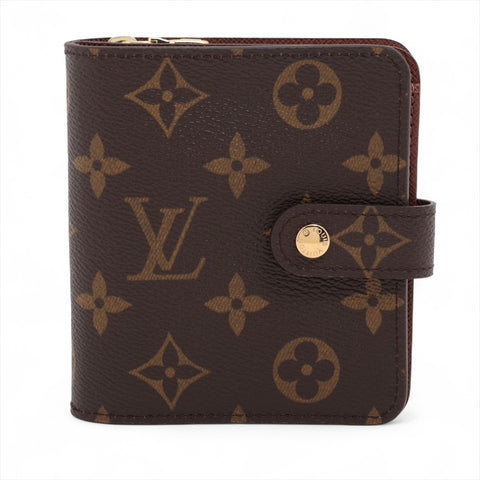 LOUIS VUITTON 2006 Monogram Compact Zip Bifold Wallet Brown WS16297
