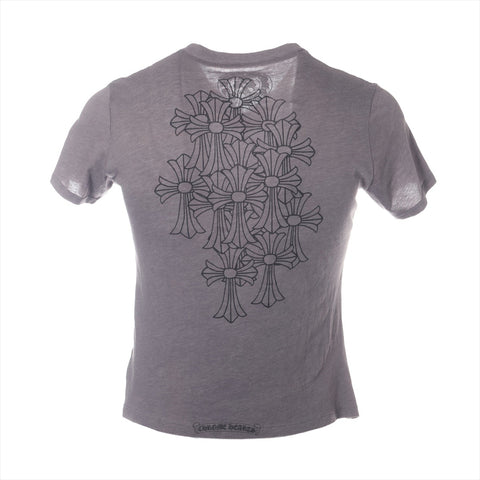CHROME HEARTS Cotton V-neck printed cross Short sleeve T-shirt gray WS16304