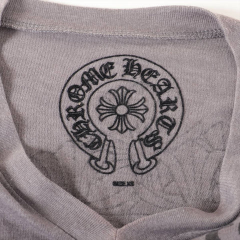 CHROME HEARTS Cotton V-neck printed cross Short sleeve T-shirt gray WS16304