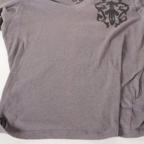 CHROME HEARTS Cotton V-neck printed cross Short sleeve T-shirt gray WS16304