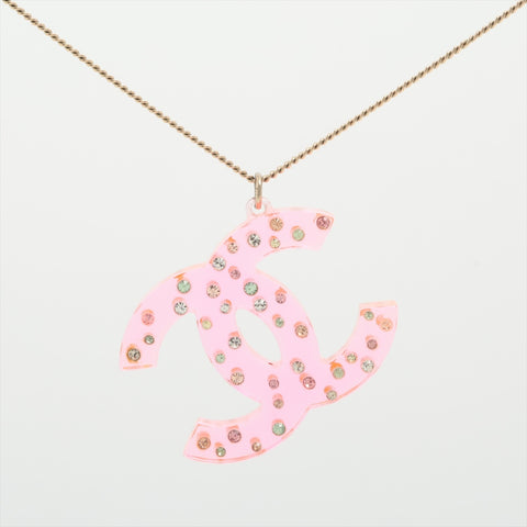 CHANEL 04A 2004 COCO Mark Rhinestone Necklace pink WS16306