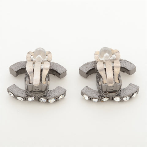 CHANEL 03A 2003 Rhinestone COCO Mark Earring Silver WS16307