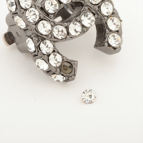 CHANEL 03A 2003 Rhinestone COCO Mark Earring Silver WS16307