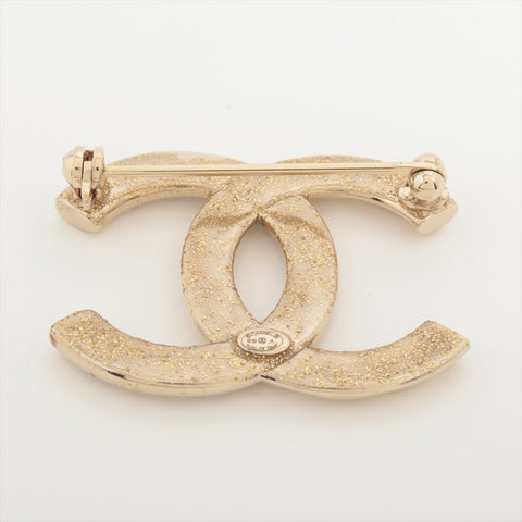 CHANEL B19A 2019 COCO Mark Matelasse Rhinestone Brooch gold WS16309