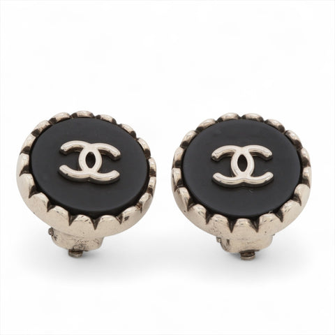 CHANEL 96P 1996 COCO Mark Earring Black x silver WS16310