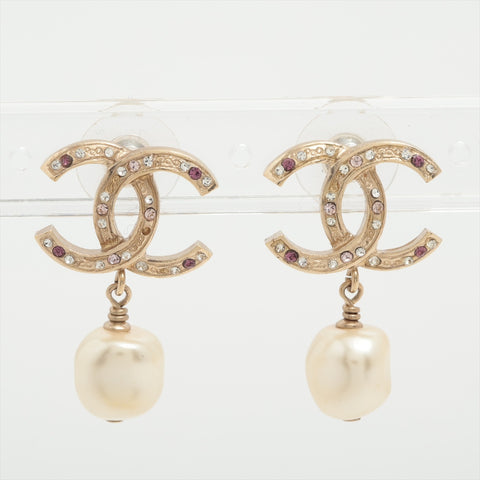 CHANEL B12A 2012 COCO Mark Pearl Drop Pierce gold WS16314