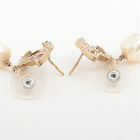 CHANEL B12A 2012 COCO Mark Pearl Drop Pierce gold WS16314