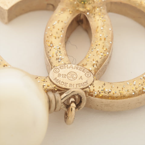 CHANEL B12A 2012 COCO Mark Pearl Drop Pierce gold WS16314