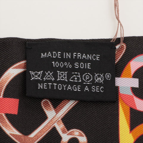 HERMES Do Re Boucles Silk Twilly scarf black WS16325