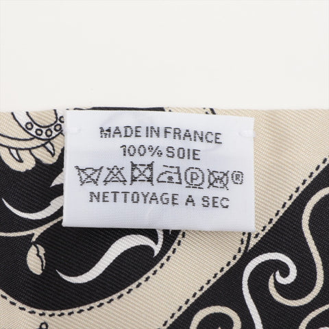 HERMES Festival Des Amaxones Silk Twilly scarf Black x beige WS16326