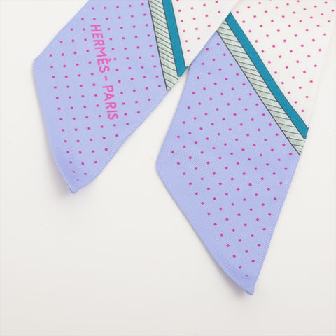 HERMES Les Voitures a Transformation Silk Twilly scarf Yellow x purple WS16327