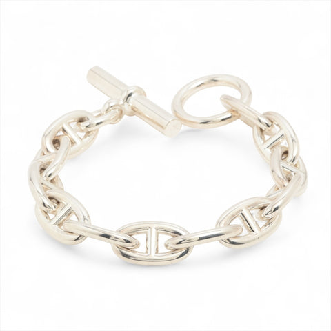 HERMES Chaine d'Ancre GM 925 12 frames bracelet Silver WS16329