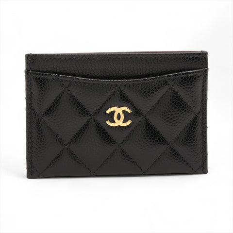 CHANEL Caviar Skin Matrasse COCO Mark Card Case black WS16330