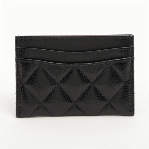 CHANEL Caviar Skin Matrasse COCO Mark Card Case black WS16330