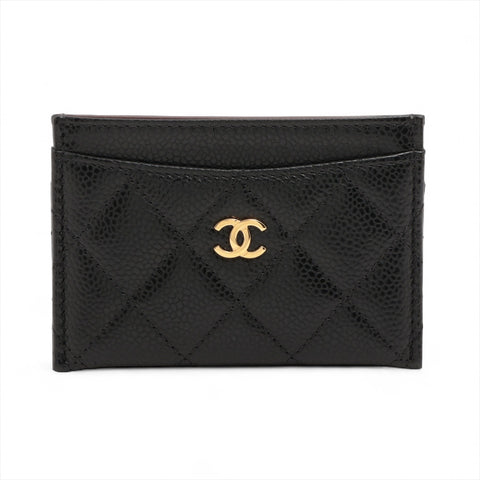 CHANEL Caviar Skin Matrasse COCO Mark Card Case black WS16331