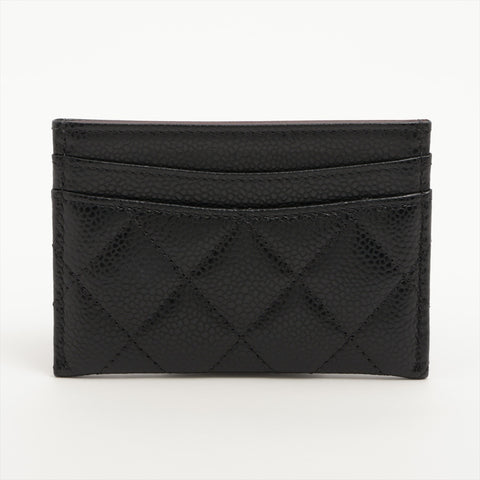 CHANEL Caviar Skin Matrasse COCO Mark Card Case black WS16331