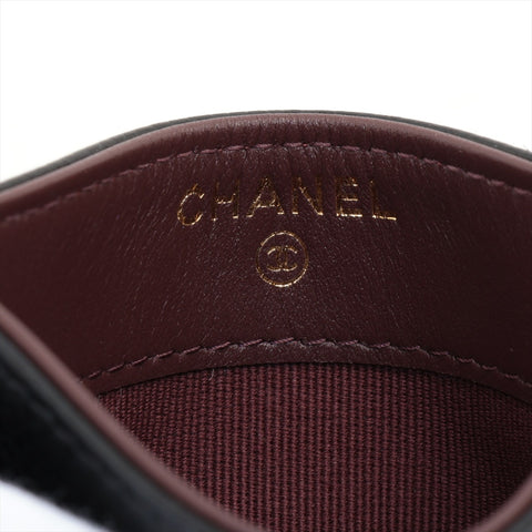 CHANEL Caviar Skin Matrasse COCO Mark Card Case black WS16331